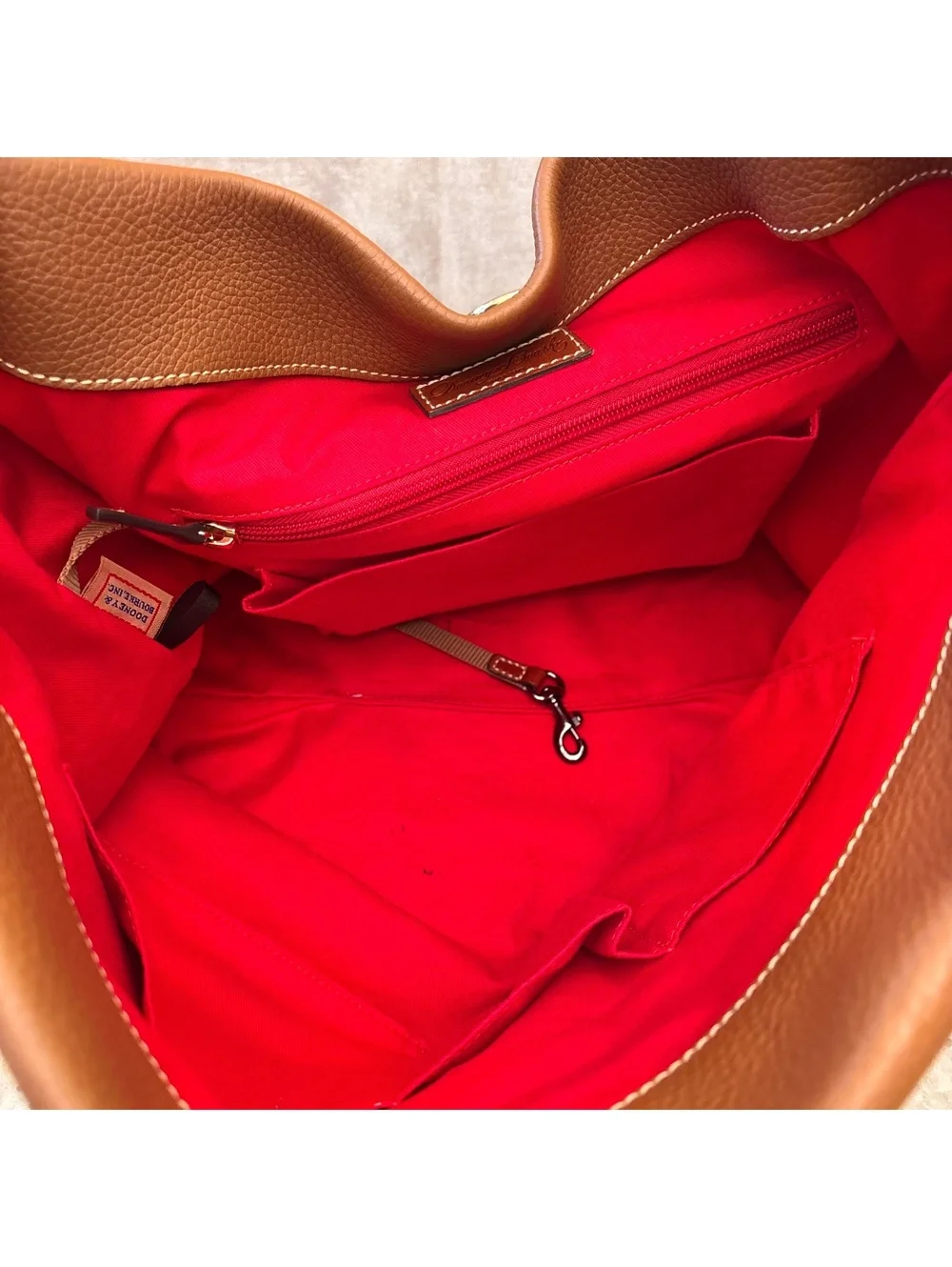 Dooney & Bourke Pebbled Leather Hobo Shoulder Bag with Matching Wristlet - Cognc